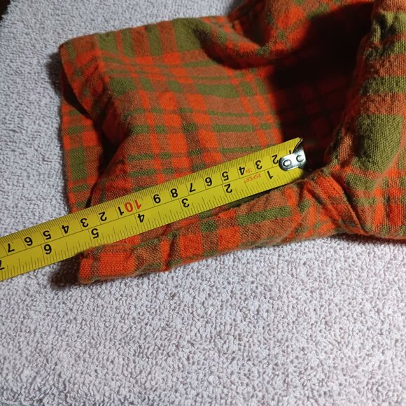 Girls 12 20W Shorts Vtg 60's Plaid High-Waist Orange Green Cotton Side Zipper - Picture 9 of 9